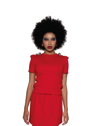 The Rituo Button Stamp Shoulder Top