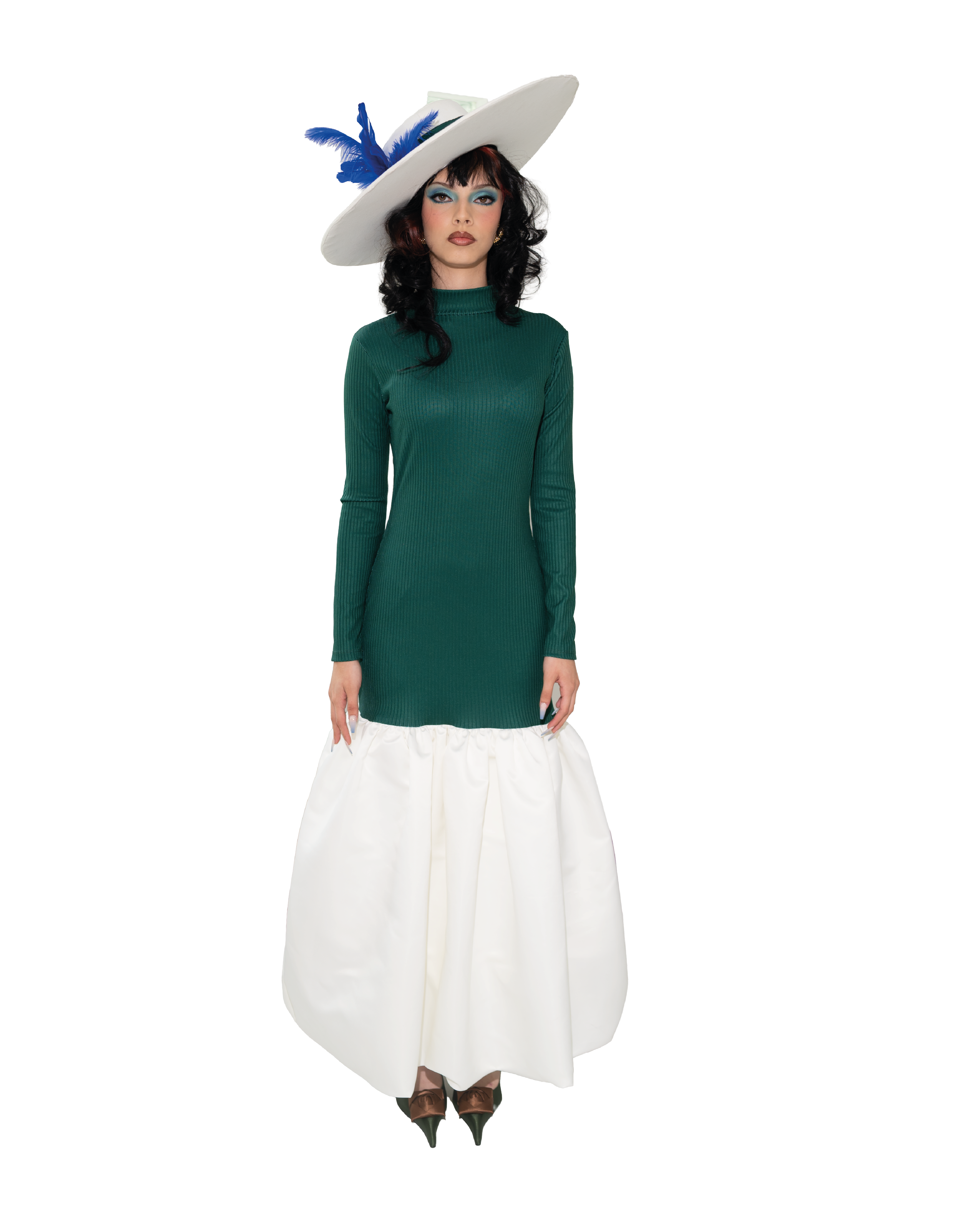 Emerald Bubble-Tail Maxi Dress