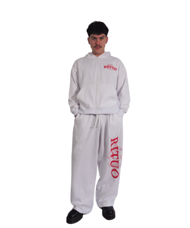 Basic White Stitched Wide Leg Pant – Men