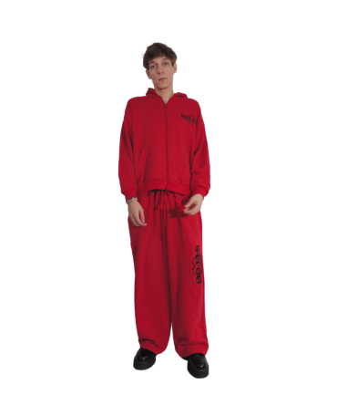 Basic Red Printed Wide Leg Pant – Men