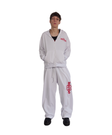 Basic White Printed Wide Leg Pant – Men