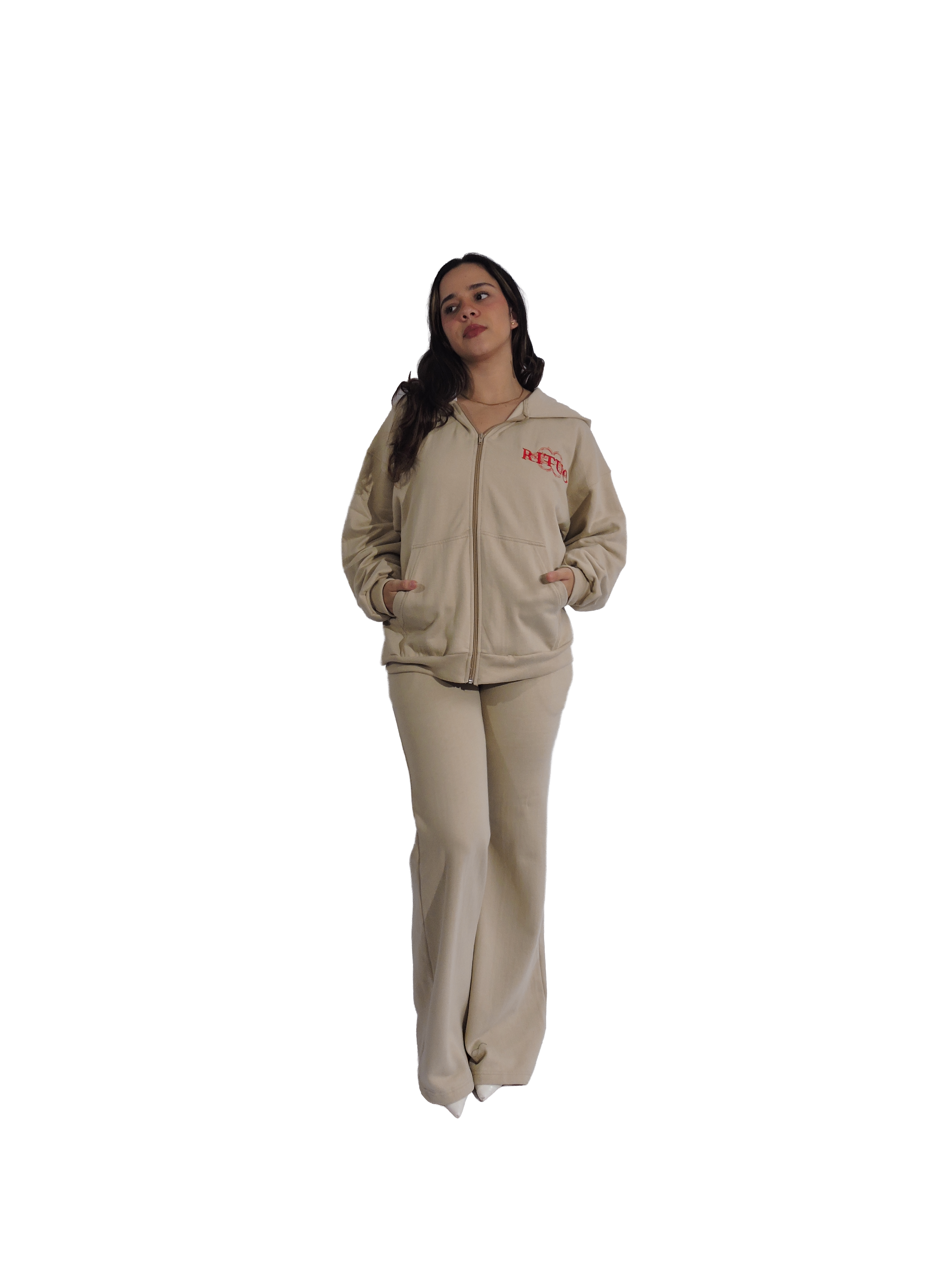 Basic Beige Stitched Flare Pant – Women