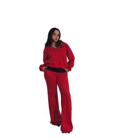 Basic Red Stitched Flare Pant – Women