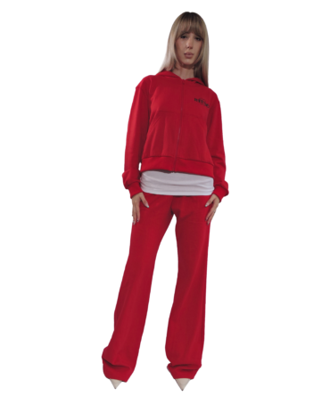 Basic Red Printed Flare Pant – Women