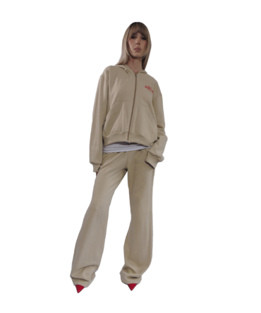 Basic Beige Printed Flare Pant – Women